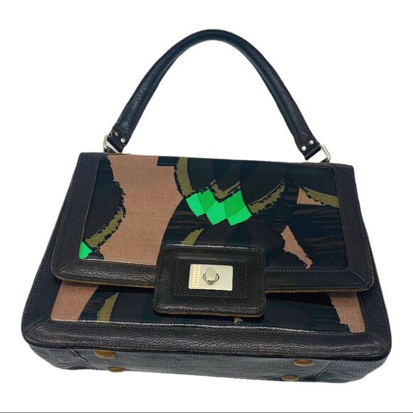 Orla Kiely Brown and Green Satchel - Picture 2 of 15